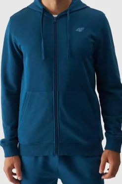 Discount Męska Bluzka Z Kapturem Rozpinana WAW24TSWSM1256-46S Turkusowa Męskie Bluzy Męskie|Odzież 4F