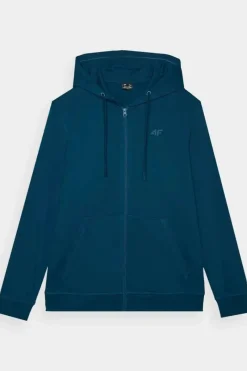 Discount Męska Bluzka Z Kapturem Rozpinana WAW24TSWSM1256-46S Turkusowa Męskie Bluzy Męskie|Odzież 4F