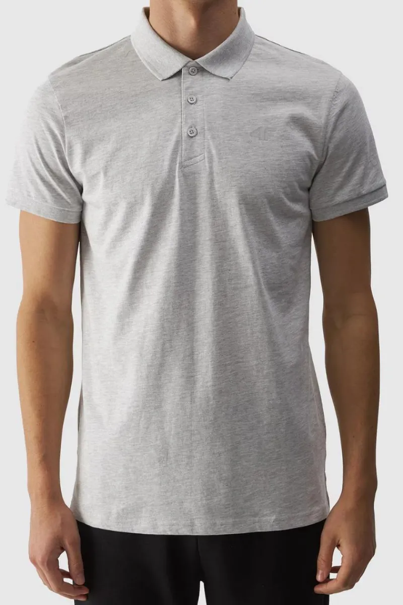 Discount Męska Koszulka Polo Regular Z Logo WMM00TPTSM316-27M Szara Męskie T-Shirty Męskie|Odzież 4F