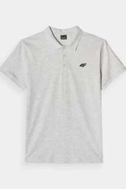 Discount Męska Koszulka Polo Regular Z Logo WMM00TPTSM316-27M Szara Męskie T-Shirty Męskie|Odzież 4F