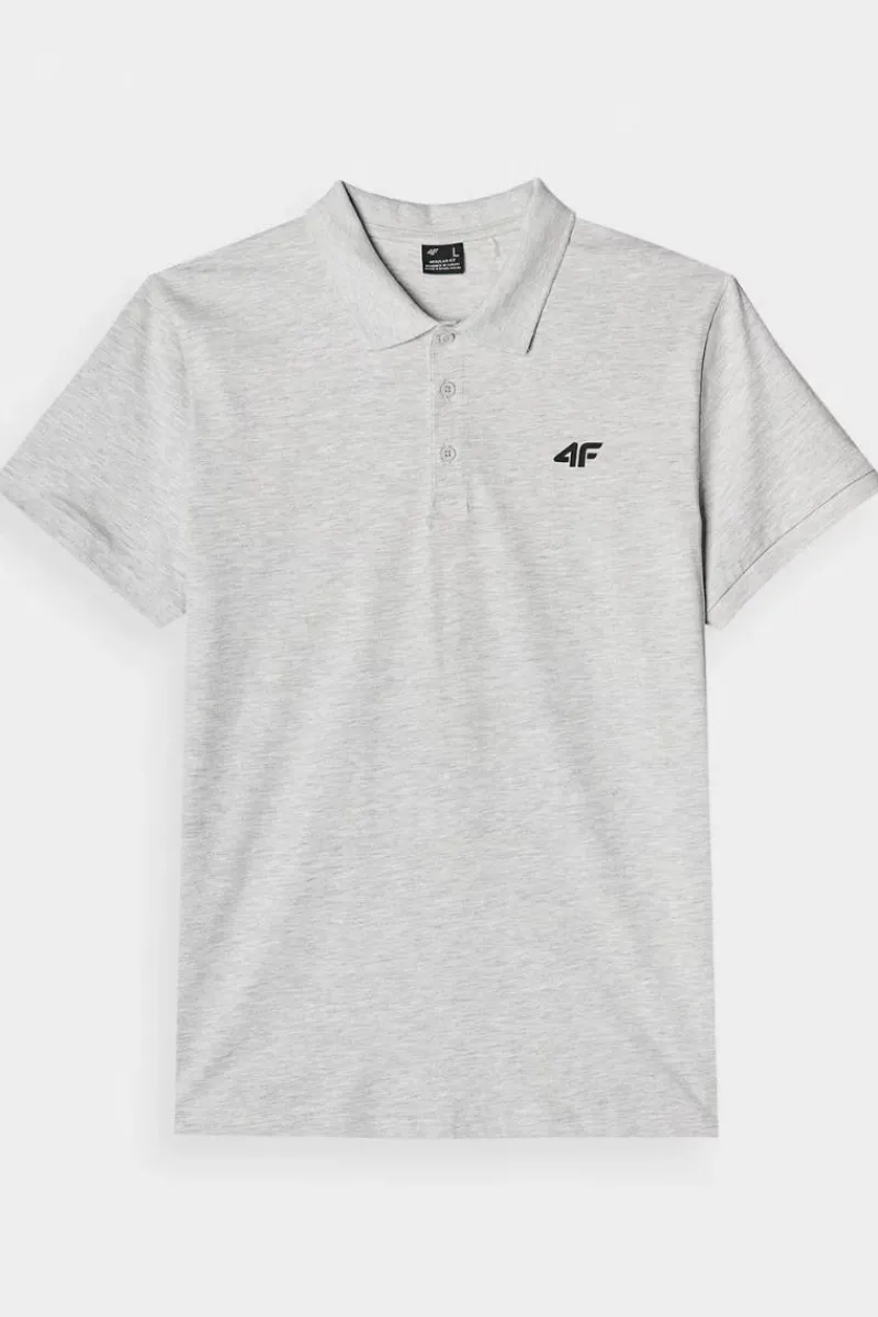 Discount Męska Koszulka Polo Regular Z Logo WMM00TPTSM316-27M Szara Męskie T-Shirty Męskie|Odzież 4F