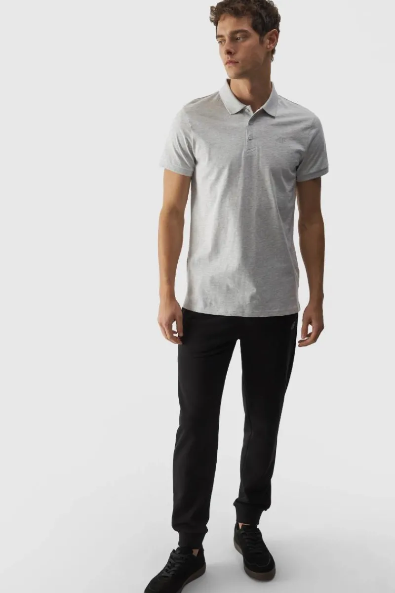 Discount Męska Koszulka Polo Regular Z Logo WMM00TPTSM316-27M Szara Męskie T-Shirty Męskie|Odzież 4F