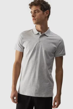 Discount Męska Koszulka Polo Regular Z Logo WMM00TPTSM316-27M Szara Męskie T-Shirty Męskie|Odzież 4F