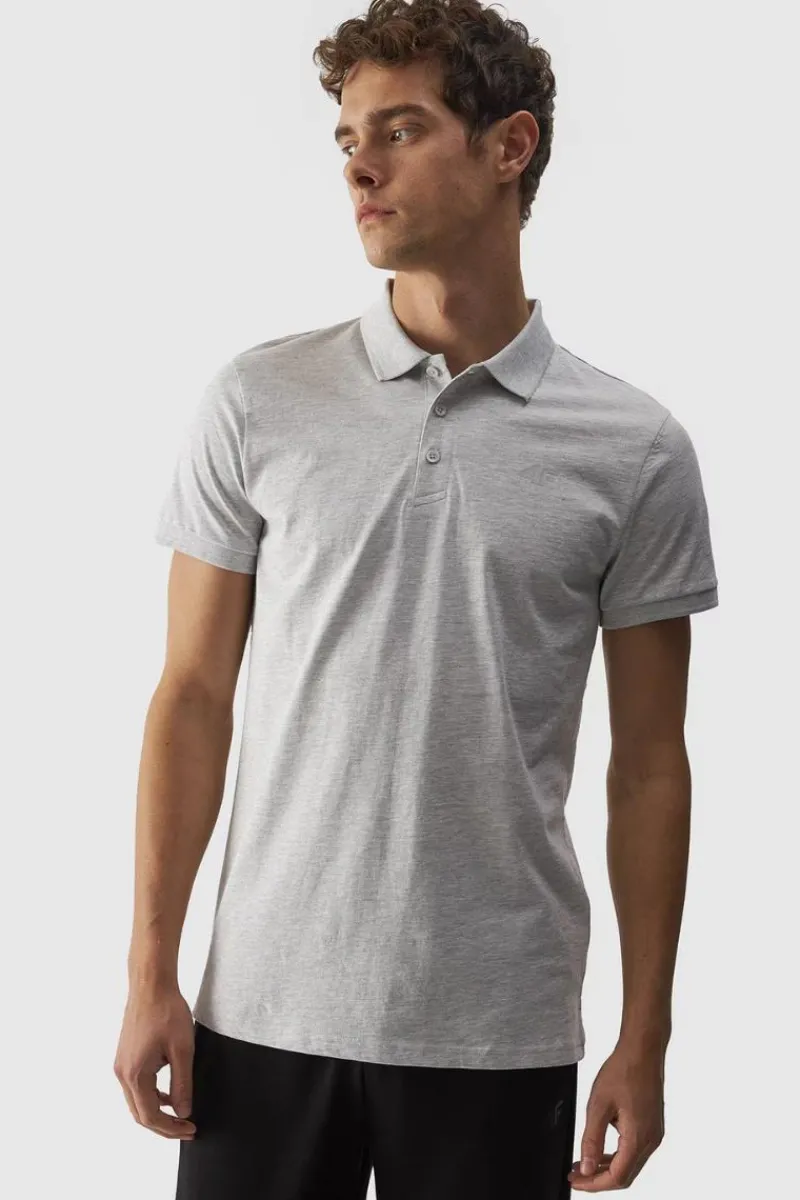 Discount Męska Koszulka Polo Regular Z Logo WMM00TPTSM316-27M Szara Męskie T-Shirty Męskie|Odzież 4F