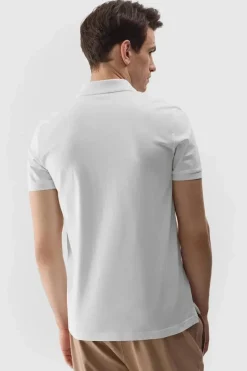 Clearance Męska Koszulka Polo Regular Z Logo WMM00TPTSM316-10S Biała Męskie T-Shirty Męskie|Odzież 4F