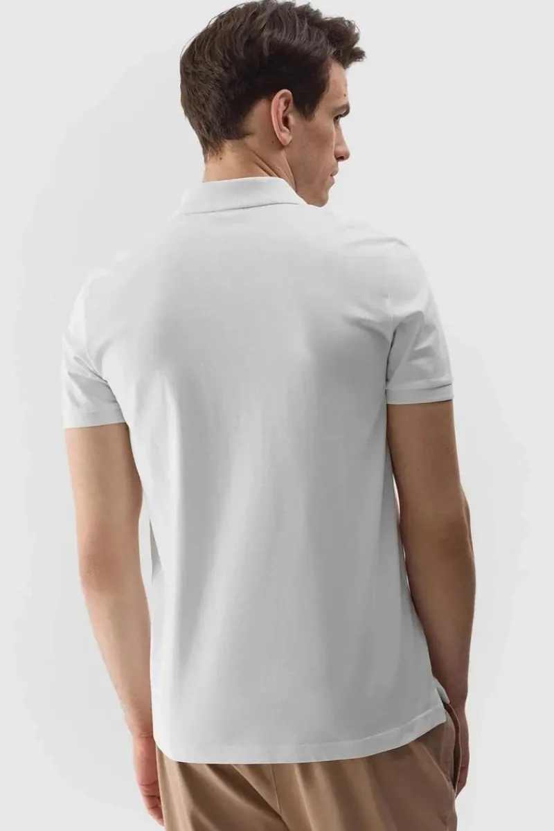 Clearance Męska Koszulka Polo Regular Z Logo WMM00TPTSM316-10S Biała Męskie T-Shirty Męskie|Odzież 4F