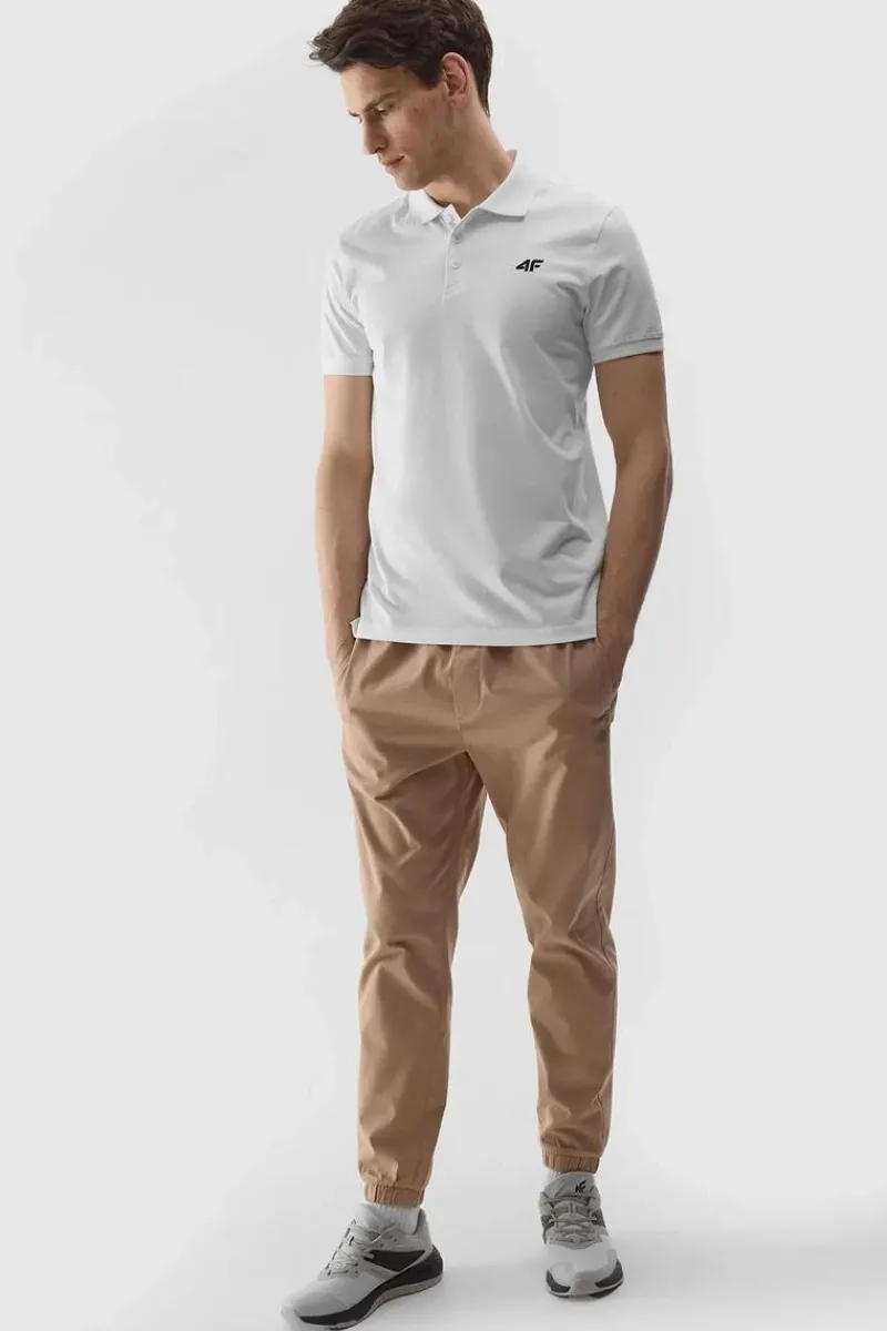 Clearance Męska Koszulka Polo Regular Z Logo WMM00TPTSM316-10S Biała Męskie T-Shirty Męskie|Odzież 4F