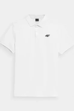 Clearance Męska Koszulka Polo Regular Z Logo WMM00TPTSM316-10S Biała Męskie T-Shirty Męskie|Odzież 4F