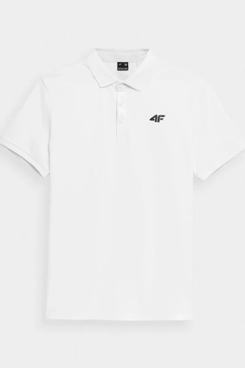Clearance Męska Koszulka Polo Regular Z Logo WMM00TPTSM316-10S Biała Męskie T-Shirty Męskie|Odzież 4F