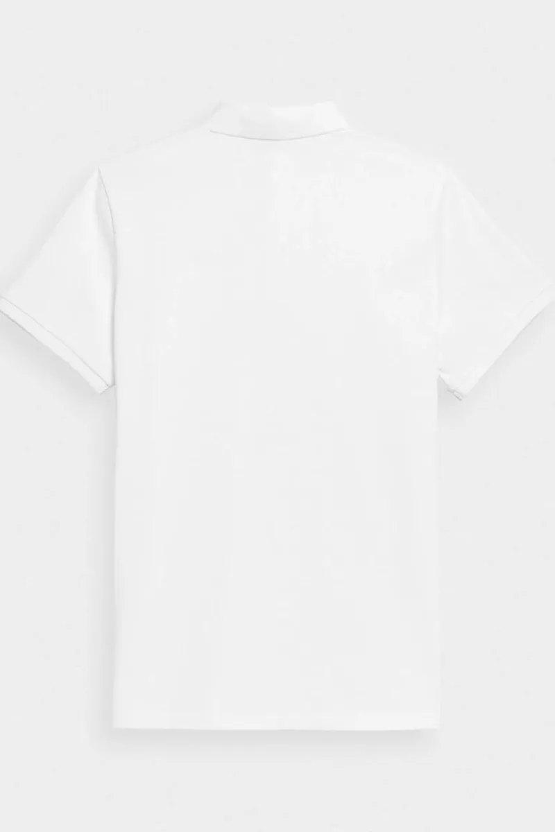 Clearance Męska Koszulka Polo Regular Z Logo WMM00TPTSM316-10S Biała Męskie T-Shirty Męskie|Odzież 4F