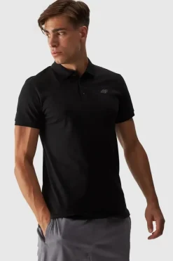 T-Shirty Męskie|Odzież 4F>4F Męska Koszulka Polo Regular Z Logo WMM00TPTSM316-20S Czarna