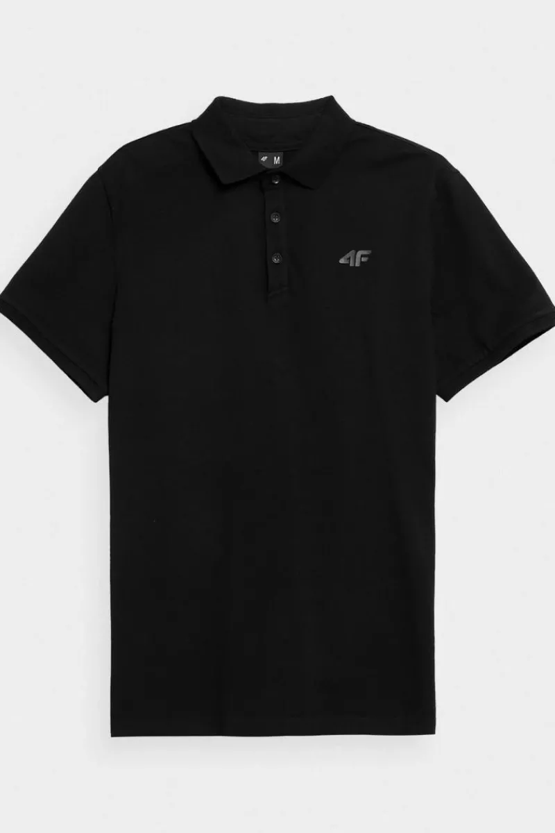 T-Shirty Męskie|Odzież 4F>4F Męska Koszulka Polo Regular Z Logo WMM00TPTSM316-20S Czarna