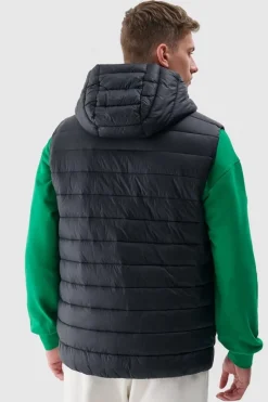 Discount Męski Bezrękawnik Puchowy WAW24TVJAM146-20S Czarny Męskie Kurtki Męskie|Odzież 4F