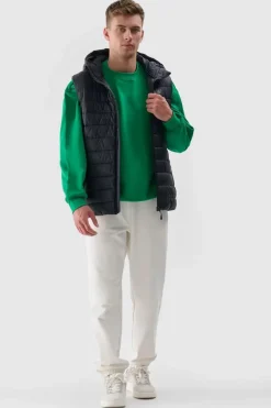 Discount Męski Bezrękawnik Puchowy WAW24TVJAM146-20S Czarny Męskie Kurtki Męskie|Odzież 4F