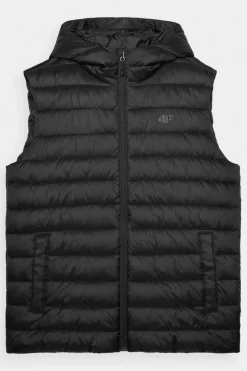Discount Męski Bezrękawnik Puchowy WAW24TVJAM146-20S Czarny Męskie Kurtki Męskie|Odzież 4F