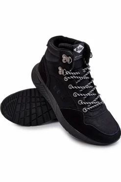 Best Męskie Botki Buty Trekkingowe Ocieplane LCJ-22-31-1457 Czarne Męskie Obuwie Trekkingowe Męskie|Botki Męskie