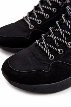 Best Męskie Botki Buty Trekkingowe Ocieplane LCJ-22-31-1457 Czarne Męskie Obuwie Trekkingowe Męskie|Botki Męskie