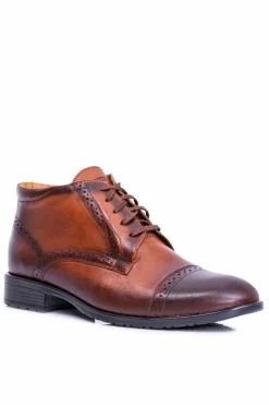 Best Męskie Botki Ocieplane Polskie Skórzane Trzewiki Koniak Columbs Męskie Botki Męskie