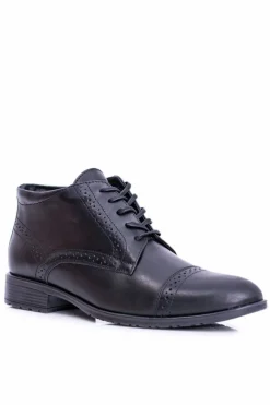 Botki Męskie>Boto Męskie Botki Ocieplane Polskie Skórzane Trzewiki Czarne Columbs