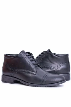 Botki Męskie>Boto Męskie Botki Ocieplane Polskie Skórzane Trzewiki Czarne Columbs