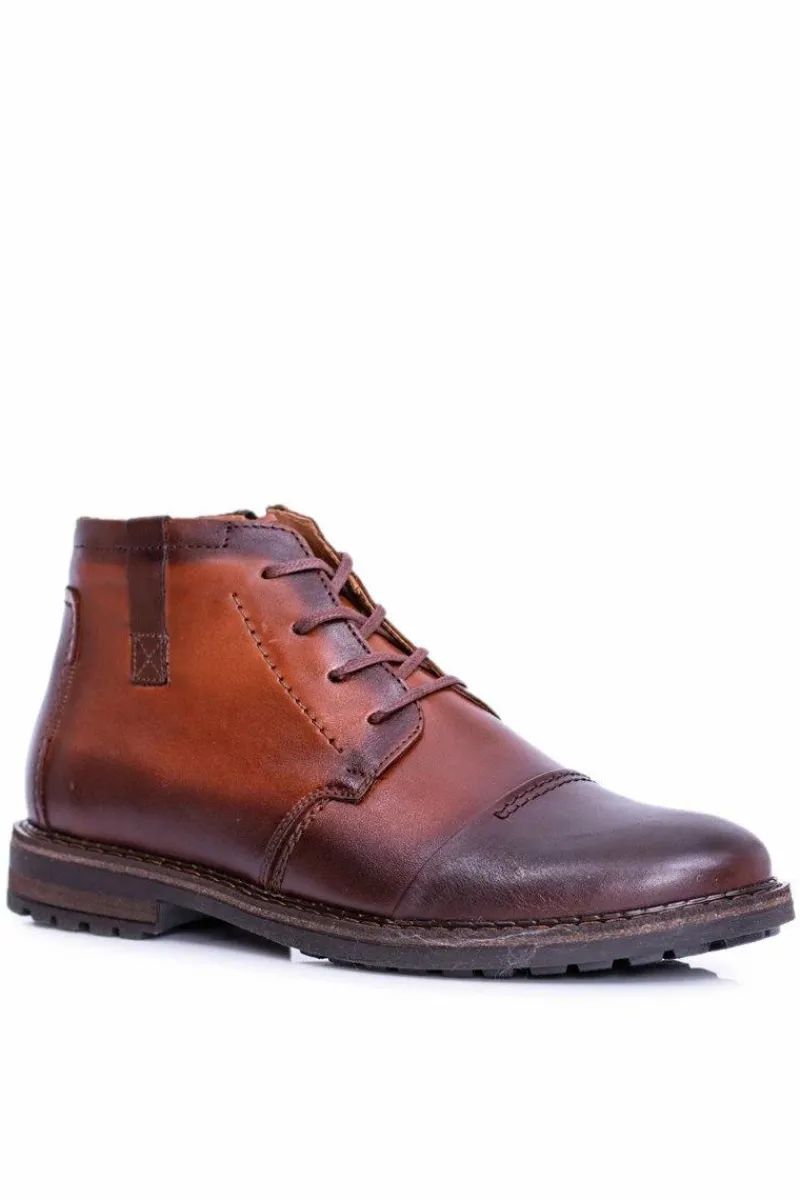 Best Boto Męskie Botki Polskie Skórzane Trzewiki Koniak Testo