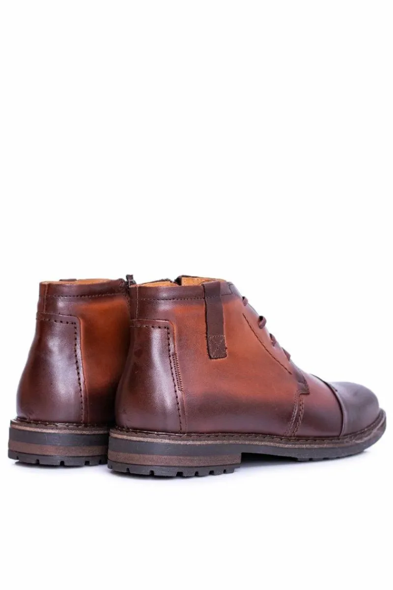 Best Boto Męskie Botki Polskie Skórzane Trzewiki Koniak Testo