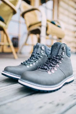 Hot Męskie Botki Trapery Big Star Szare EE174405 Męskie Botki Męskie