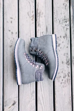 Hot Męskie Botki Trapery Big Star Szare EE174405 Męskie Botki Męskie