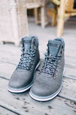 Hot Męskie Botki Trapery Big Star Szare EE174405 Męskie Botki Męskie