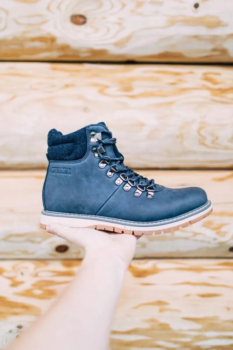 Big Star Shoes Męskie Botki Trapery Big Star Granatowe EE174403