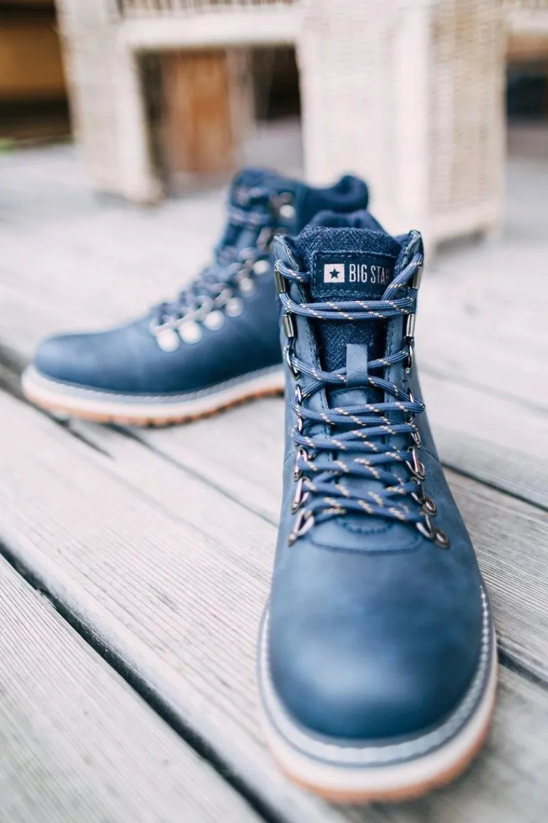 Big Star Shoes Męskie Botki Trapery Big Star Granatowe EE174403