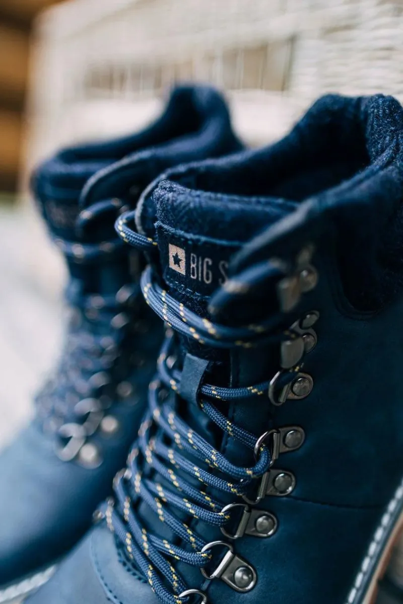 Big Star Shoes Męskie Botki Trapery Big Star Granatowe EE174403