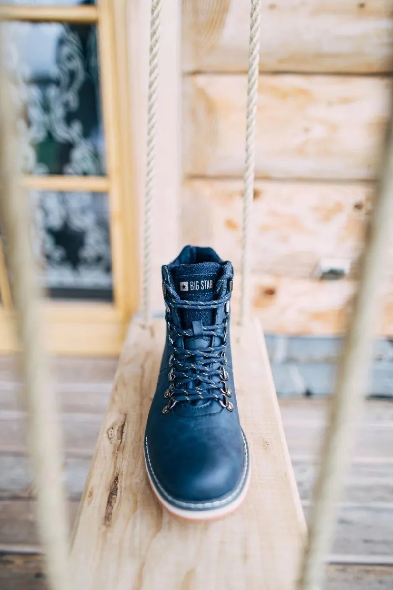 Big Star Shoes Męskie Botki Trapery Big Star Granatowe EE174403