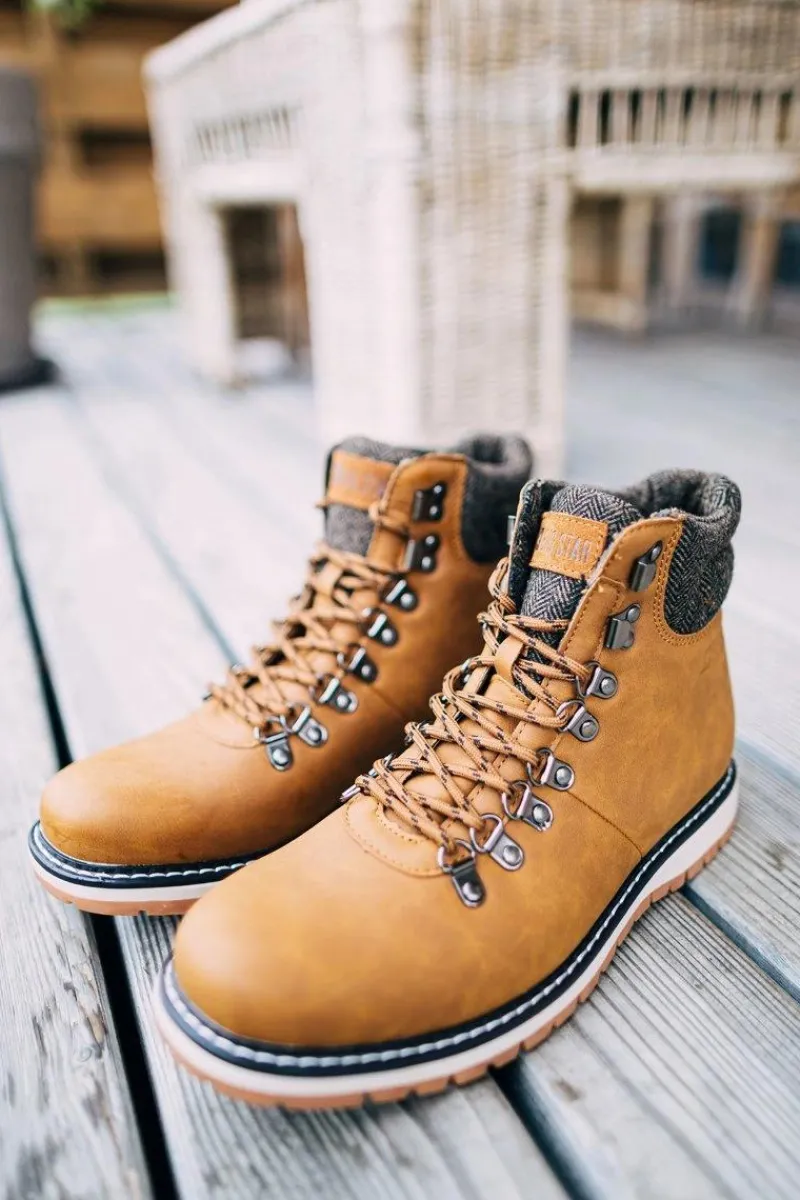 Botki Męskie>Big Star Shoes Męskie Botki Trapery Big Star Camel EE174402