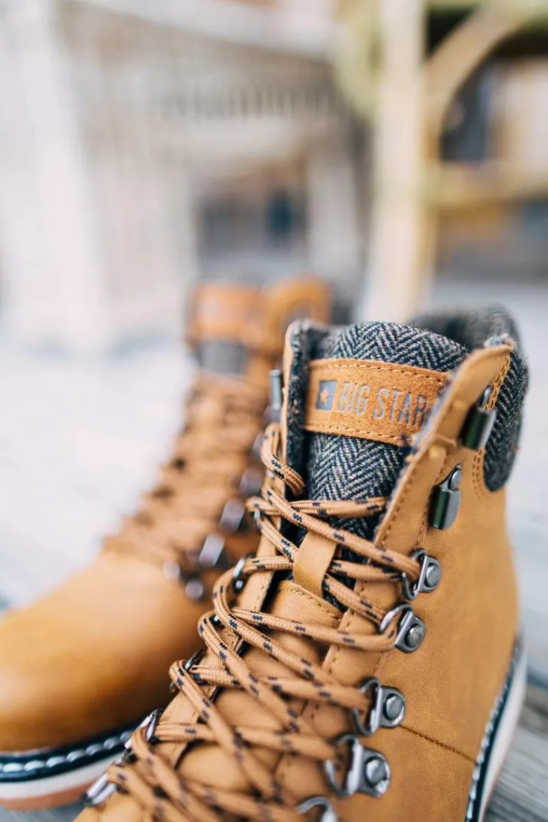 Botki Męskie>Big Star Shoes Męskie Botki Trapery Big Star Camel EE174402