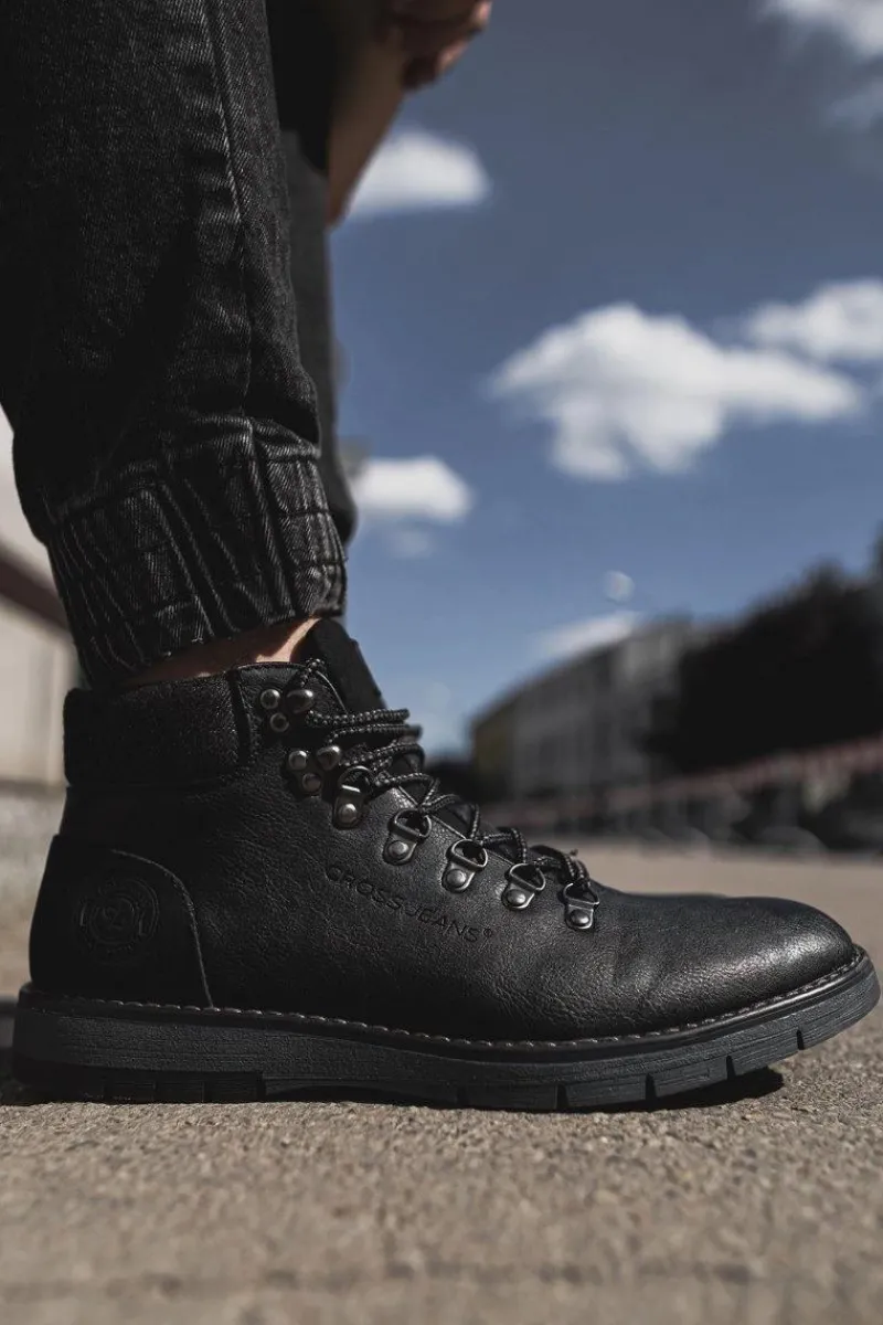 Botki Męskie>Cross Jeans Męskie Botki Trapery Czarne EE1R4081C