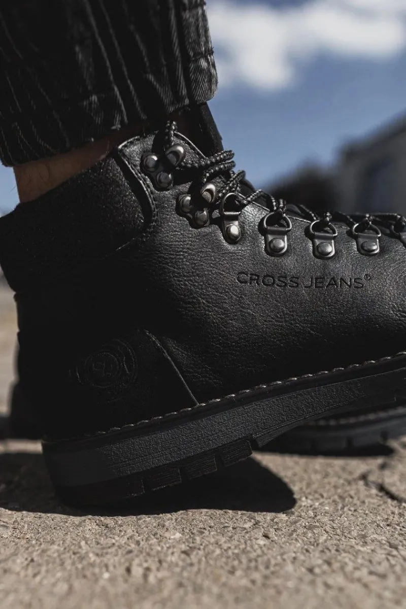 Botki Męskie>Cross Jeans Męskie Botki Trapery Czarne EE1R4081C