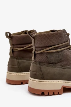 Sale Męskie Botki Trapery Memory Foam Khaki Big Star KK174205 Męskie Botki Męskie