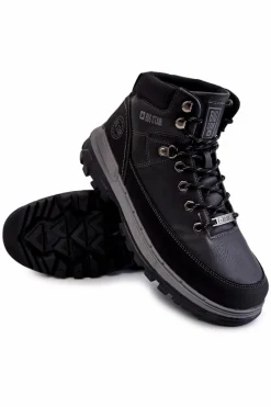 Outlet Męskie Botki Trapery Memory Foam Big Star KK174120 Czarne Męskie Botki Męskie