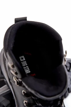 Outlet Męskie Botki Trapery Memory Foam Big Star KK174120 Czarne Męskie Botki Męskie