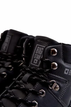 Outlet Męskie Botki Trapery Memory Foam Big Star KK174120 Czarne Męskie Botki Męskie