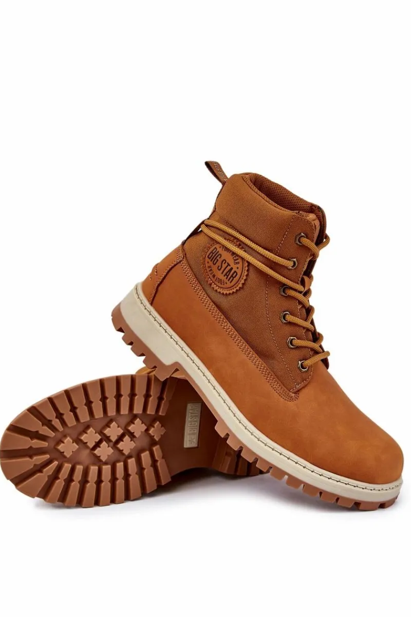 Botki Męskie>Big Star Shoes Męskie Botki Trapery Memory Foam Big Star KK174203 Camel