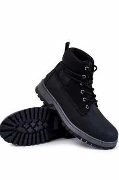 Best Big Star Shoes Męskie Botki Trapery Memory Foam Big Star KK174206 Czarne Czarny