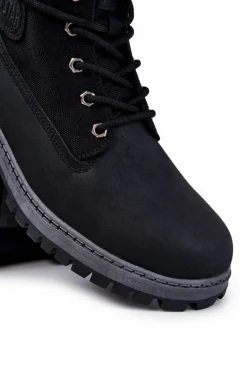 Best Big Star Shoes Męskie Botki Trapery Memory Foam Big Star KK174206 Czarne Czarny