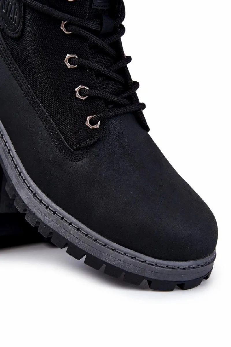 Best Big Star Shoes Męskie Botki Trapery Memory Foam Big Star KK174206 Czarne Czarny