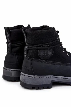 Best Big Star Shoes Męskie Botki Trapery Memory Foam Big Star KK174206 Czarne Czarny