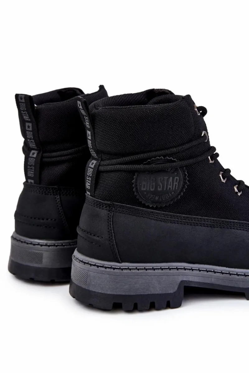 Best Big Star Shoes Męskie Botki Trapery Memory Foam Big Star KK174206 Czarne Czarny
