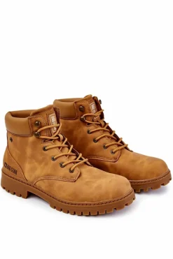 Hot Męskie Botki Trapery Memory Foam Big Star KK174207 Camel Męskie Botki Męskie