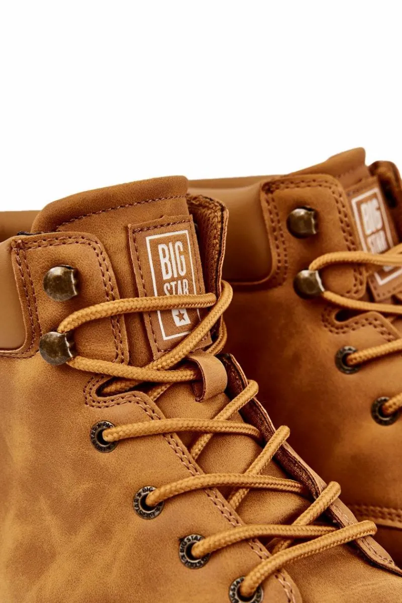 Hot Męskie Botki Trapery Memory Foam Big Star KK174207 Camel Męskie Botki Męskie