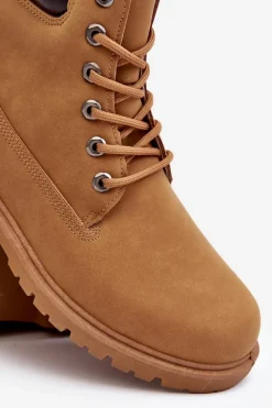 Outlet Boto Męskie Botki Trapery Sznurowane Camel Memeni